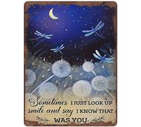 Xiddxu Metal Vintage Tin Sign Sometimes I Just Look Up Smile and Say I Know That was You Dragonfly Wall Decor Kitchen for Home Cafes Sign 6x8 Inch Plaque