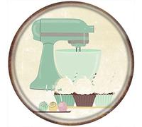 Xiddxu Mixer Cupcakes Cake Pops Bake Round Tin Sign Farmhouse Decor White Fence Country Sign DIY Decor Birthday Anniversary Housewarming Gift 12x12 Inch