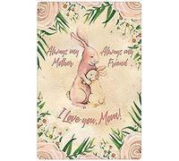 Xiddxu Mother's Day Rabbit Tin Sign Funny Novelty Metal Sign Vintage Wall Decor Mother Birthday Gift, Mom Wall Art, Mother's Day Wall Decor Cute Animals Family Poster 6x8inch