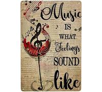 Xiddxu Music is What Feeling Sounds Like Retro Tin Sign Metal Sign Vintage Plaque Metal Tin Sign Metal Poster Wall Decor for Living Room Home Kitchen Garage Bar Pub Gift 8x12 Inch