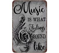 Xiddxu Music is What Feelings Sound Like Rustic Art Wall Decor Antique Tin Sign Vintage Poster Metal Tin Sign Farmhouse Coffee Shop Street Garden Garage Door Shop Metal Signs 8x12 Inch