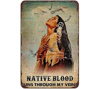 Xiddxu Native Blood Runs Through My Veins Artwork Signs for Home Novelty Metal Tin Signs Retro Plate Desserts Shop Cafe Decor Farmhouse Sign 5.5x8 inch
