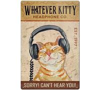 Xiddxu Orange Cat Can't Hear You Retro Art Wall Decor Antique Tin Sign Vintage Advertising Metal Tin Sign Farmhouse Coffee Shop Street Garden Garage Door Shop Metal Signs5.5x8 Inch