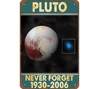 Xiddxu Pluto Never Forget Vertical Poster Cosmos Vintage Metal Tin Sign Aluminum Sign Home Coffee Wall Decor Funny Wall Art Sign 8x12inch