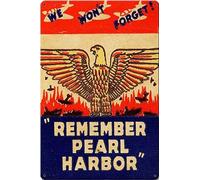 Xiddxu Remember Pearl Harbor Vintage Tin Poster Tin Wall Art Aluminum Sign Decoration for Bars Restaurants Cafes Pubs Man Cave Vintage Signs 5.5x8 Inch