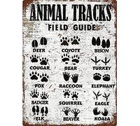 Xiddxu Retro Metal Tin Sign 12 X 16 Inches Animal Tracks Field Guide Home Decoration Art Poster Metal Sign Tin Painting Novelty Wall Art Decorative Crafts Metal Plate Decoration Nostalgic Tin Sign