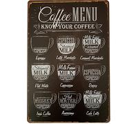 Xiddxu Retro Metal Tin Sign 12 X 16 Inches Coffee Menu Know Your Coffee Home Decoration Art Poster Metal Sign Tin Painting Novelty Wall Art Decorative Crafts Metal Plate Decoration Nostalgic Tin Sign