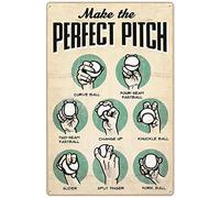 Xiddxu Retro Metal Tin Sign 12 X 16 Inches Make The Perfect Pitch Baseball Pitching Grips Gift for Baseball LoversHome Decoration Art Poster Metal Sign Tin Painting Novelty Wall Art Decorative Crafts