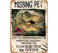 Xiddxu Retro Metal Tin Sign 12 X 16 Inches Missing Pet Dinosaur Wall Decor Gifts for Dinosaur Lovers Home Decoration Art Poster Metal Sign Tin Painting Novelty Wall Art Decorative Crafts Iron Poster