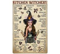 Xiddxu Retro Metal Tin Sign 5.5 X 8 Inches Kitchen Witchery Apothecary with Cat Eyes Poster Home Decoration Art Poster Metal Sign Tin Painting Novelty Wall Art Decorative Crafts Nostalgic Tin Sign