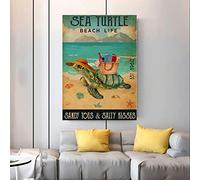 Xiddxu Retro Metal Tin Sign 5.5 X 8 Inches Sea Turtle Beach Life Poster Turtle Lovers Gifts Turtle Art Prints Love Turtle Wall Art Turtle Wall Decor Turtle Wall Hanging Home Decoration Art Poster