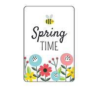 Xiddxu Retro Metal Tin Sign 5.5 X 8 Inches Spring Time Wreath Flowers Season Sunshine Birds April May June Springtime Welcome Hello Bee Funny Novelty Metal Retro Wall Decor for Home Gate Garden Bars