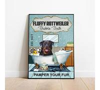 Xiddxu Retro Metal Tin Sign 8 X 12 Inches Rottweiler Lover Bubble Bath Poster Love Rottweiler Dog Poster Cute Dog Poster Dog Bathroom Decor Nostalgic Arts Decor Novelty Decorative Crafts Best Gifts