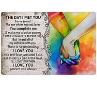 Xiddxu Retro Metal Tin Sign 8 X 12 Inches The Day I Met You LGBT Poster Funny LGBT Gay Rainbow for Couple Lover Husband Wife Horizontal Poster Home Decoration Art Poster Metal Sign Tin Painting