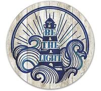 Xiddxu Round Metal Tin Sign Be The Light Lighthouse Summer Metal Tin Sign Rustic Metal Plaque for Christmas Halloween Thanksgiving Fall Farm Home Kitchen Bar Cafe Wall Decor 12x12 Inch