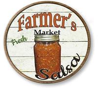 Xiddxu Round Metal Tin Sign Rustic Wall Decor Farmers Market Fresh Salsa Plaque for Home Garden Kitchen Bar Cafe Restaurant Garage Retro Vintage Wall Art Wall Decor Retro Vintage 12x12 Inch