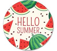 Xiddxu Round Metal Tin Sign Rustic Wall Decor Wreath Sign Summer Retro Watermelon Tropical Sea Shells Beach Sunshine Sun Welcome Hello Round Wood Hanging Wall Art Wall Decor Retro Vintage 12x12 Inch