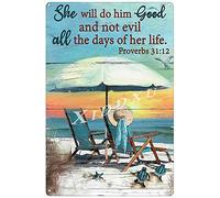 Xiddxu She Will Do Him Good and Not Evil Turtle Rustic Art Wall Decor Antique Tin Sign Vintage Poster Metal Tin Sign Farmhouse Coffee Shop Street Garden Garage Door Shop Metal Signs 5.5x8 Inch