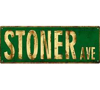 Xiddxu Stoner Avenue Street Antique Tin Sign Vintage Tin Sign Patio Lawn Garden Street Sign Wall Decor Living Room Yard Signs Suitable for Man Cave Cafes Office Business 4x16 Inch