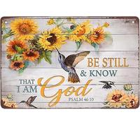 Xiddxu Sunflower and Hummingbirds Wall Metal Poster Plaque Vintage Tin Sign Iron Painting Decoration Funny Hanging Crafts for Office Bedroom Living Room Club 12x16 Inch