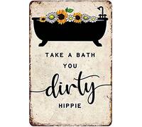 Xiddxu Take A Bath You Dirty Metal Tin Retro Sign Vintage Metal Wall Plaque Art Sign Man Cave Club Bar Cafe Pub Tin Sign Home Decor 8x12 Inch
