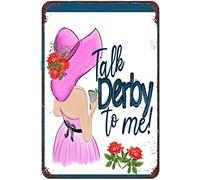 Xiddxu Talk Derby to Me Metal Tin Sign Iron Plaque Vintage Novelty Funny Parlor Home Restaurant Kitchen Celebration Farm Courtyard Wall Decor 5.5x8 Inch