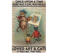 Xiddxu There's a Girl who Really Likes Art and Cats Cat Lovers Metal Tin Sign Gifts Metal Decor Wall Sign Wall Poster Wall Decor Door Plaque Tin Sign 8x12 inch