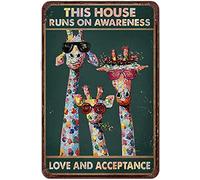 Xiddxu This House Runs On Awareness Love and Acceptance Tin Sign Wall Art Plaque Bar Poster Tin Sign Plaque Suitable for Man Cave Bar Cafes Office Home Kitchen Country Cottage Restaurant 8x12 Inch