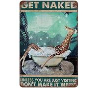 Xiddxu Tin Sign Vintage Wall Poster Retro Metal Giraffe Metal Tin Sign Get Naked Unless You are Just Visiting Don't Make It Weird Giraffe Funny Bathroom Metal Tin Sign Wall Decor 8x12 Inch