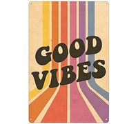 Xiddxu Tin Sign Vintage Wall Poster Retro Metal,Good Vibes Poster,Vintage Rainbow Poster, Hippie Poster,Hippie Home Decor,70s Retro Print,Home Decor,Vintage Wall Home Decor 8x12 Inch