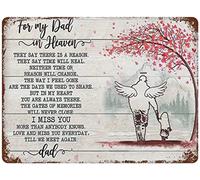 Xiddxu Vintage Metal Tin Sign for My Dad in Heaven Daughter and Dad Love Dad Sympathy Gift for Lost Sign Funny Novelty Kitchen Bar Club Garage Garden Home Decor Wall Art Tin Signs 12x8 inch