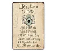 Xiddxu Vintage Metal Tin Sign Life is Like A Camera Pub Metal Tin Sign Vintage Warn Retro Signs BarTavernPubClub Man Cave Wall Decor 8x12 Inch