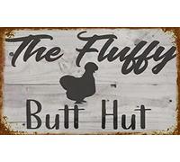 Xiddxu Vintage Metal Tin Sign Silkie Chicken The Fluffy Hut Coop Hen Rooster Metal Sign BarTavernPubClub Man Cave Wall Decor 5.5x8 Inch