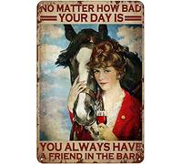 Xiddxu Vintage Tin Metal Sign No Matter How Bad Your Day is, Girl Love Horse Decor Poster Wall Art Decor Kitchen for Home Cafes Sign 6x8 Inch Plaque