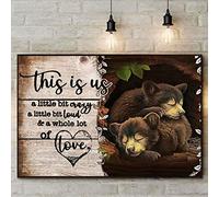 Xiddxu Vintage Tin Sign Metal Plaque This is us a bit Crazy a Whole lot of Love Bear Couple Funny Metal Sign Retro Wall Decor for Home Bars Restaurants Garden Bedroom Hotel Cafes Store Sign 6x8 Inch