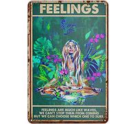 Xiddxu Vintage Wall Decor Metal Plaque Feelings are Much Like Waves We Can't Stop Them from Coming Wall Art Nostalgic tin Sign for Home Kitchen Pubs Sign 12x16 Inch