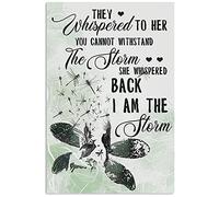 Xiddxu Vintage Wall Poster Metal Plaque,Dragonfly Girl I Am The Storm Wall Art,Vintage Metal Tin Sign for Men Women,Wall Decor for Bars,Restaurants,Cafes Pubs,12x16 Inch