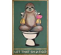 Xiddxu Vintage Wall Poster Metal Plaque,Sign Sloth Meditating Funny Sloth Sign Yoga Wall Art Gym'S Decor,Novelty Sign Vintage Metal Tin Sign Wall Sign Plaque Poster 8x12 Inch