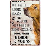 Xiddxu Wall Hanging Plaque Metal Tin Golden retriever beside you poster Vertical Poster Wall Decor Poster Novelty Sign for Living Room Garden Bedroom Office Hotel Cafe Bar Club Wall Decor 8x12 Inch