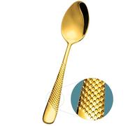 Xideman® Premium Hammered Cutlery Dinner Spoons (20.2cm), 18/10 Stainless Steel Fine Soup Spoons Set of 6, Tablespoons for Home, Kitchen or Restaurant, Dishwasher Safe (Gold)