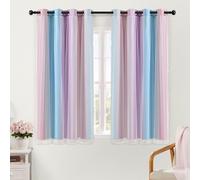 XiDi Blackout Curtains for Bedroom, Room Darkening Eyelet Window Curtains 2 Panel Sets, Living Room Window Treatment Blackout-Pin/Blu/Pur-52/54/2 UK