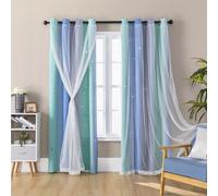 XiDi Blue Green Grey Curtains for Girls Bedroom Decor Kids Blackout Curtains for Nursery Room Darkening Rainbow Princess Unicorn Wall Decals Little Girl 52x45 Inches Long 2 Panels Set
