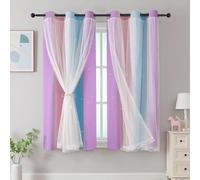 XiDi Curtains for Bedroom Decor, Rainbows Pink Purple/42/45