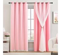 XiDi Pink Blackout Curtains for Bedroom 84 Inch Room Darkening Drapes | Thermal Insulated Bedroom Curtains for Room Darkening Privacy Protection Rainbow Unicorn Eyelet Drape Pink Purple 2 Panels
