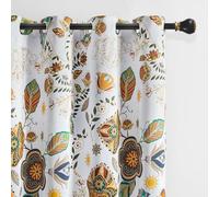 XiDi White Vintage Floral Blackout Curtains 84 Inches Long 2 Panels for Living Room Thermal Insulated Boho Farmhouse Paisley Curtain Mid Century Patterned Blackout Grommet Bedroom Window Drapes 52x84