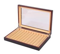 XIDIT 1 Piece 12 Grid Wooden Pen Display Case Storage Luxury Fountain Case Transparent Window Pen Box- Organizer