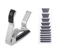 XIDIT 1pcs Capo Clamp Folk Acoustic Classic Guitar Silver Metal & 1pcs Fretboard Markers Inlay Sticker Decals Trapezoid