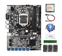 XIDIT 1Set B75 BTC Mining Motherboard 12USB+CPU+DDR3 4GB RAM+3X120G SSD+Fan+Switch Cable+Thermal Grease LGA1155 Motherboard Parts 23 X 18CM