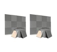 XIDIT 24 Pack Self-Adhesive Acoustic Panels, Sound Proof Foam Panels, High Density Soundproofing Wall Panels (Grey)