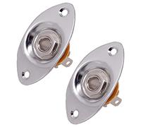 XIDIT 2X Oval Indented Output Plate Jackplate and Socket for Mono Electric Guitar, Silver
